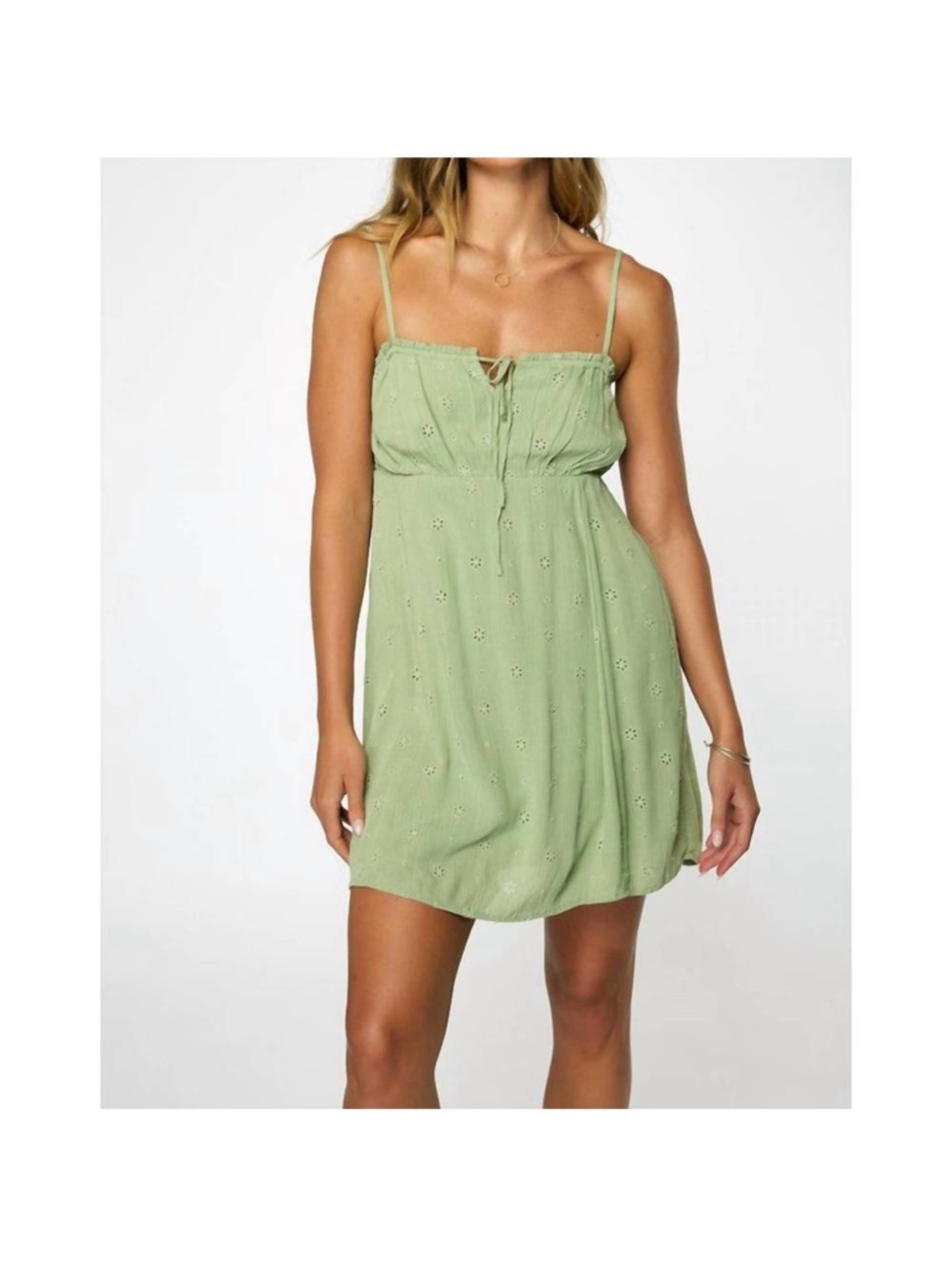 O'Neill Light Sage Eyelet Mini Dress